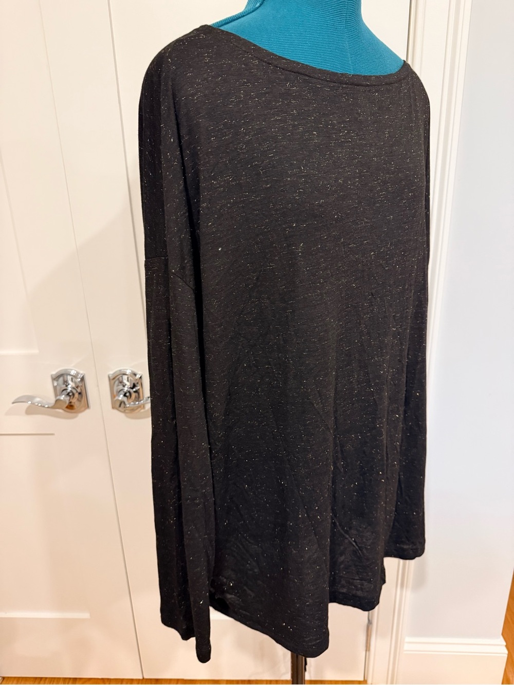 AllSaints Shimmer Black Metallic Speckle Long Sleeve Top - Picture 5 of 12